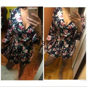 Navy blue floral romper small